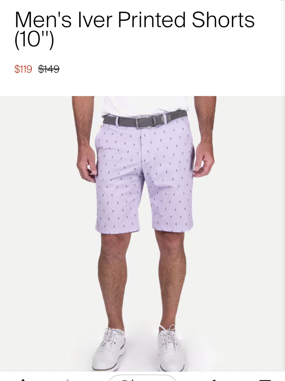 NEW💜KJUS Men's Iver Printed Shorts - Wisteria 10” 36” waist $149